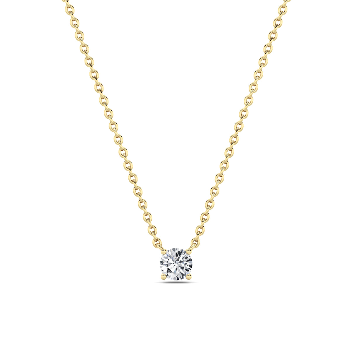 0.25Cttw Round Shaped Lab Grown Diamond (G/VS) Solitaire Necklace in 14K Gold