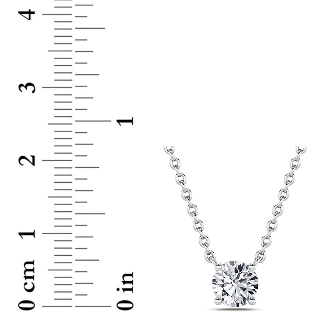 1Cttw Round Shaped Lab Grown Diamond (F/VS) Solitaire Necklace in 14K Gold