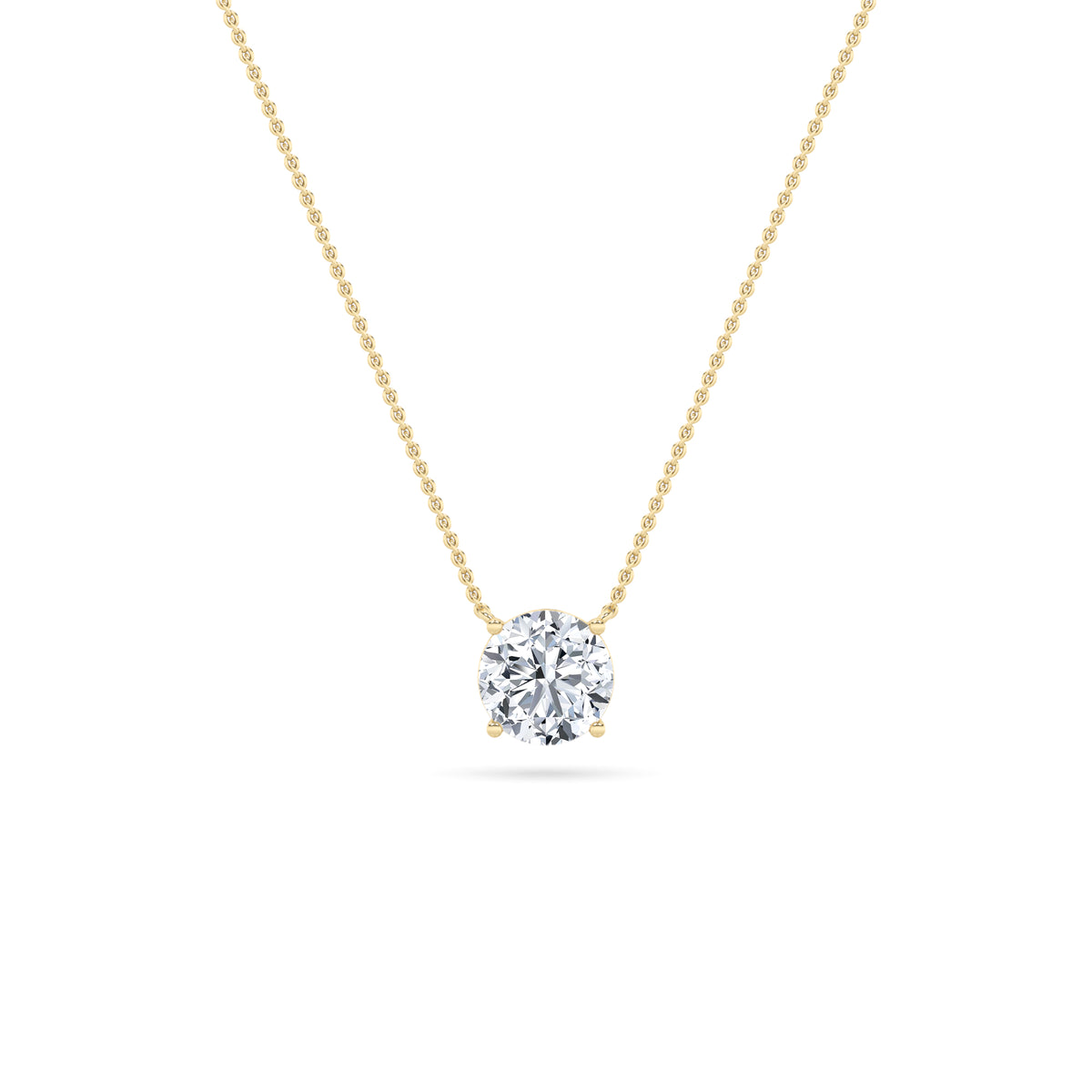 2Cttw Round Shaped Lab Grown Diamond (F/VS) Solitaire Necklace in 14K Gold