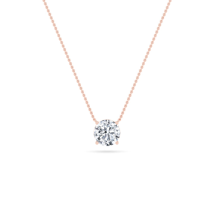 2Cttw Round Shaped Lab Grown Diamond (F/VS) Solitaire Necklace in 14K Gold