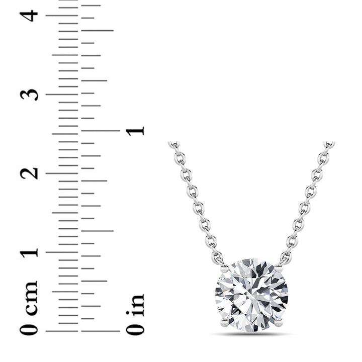 3Cttw Round Shaped Lab Grown Diamond (F/VS) Solitaire Necklace in 14K Gold