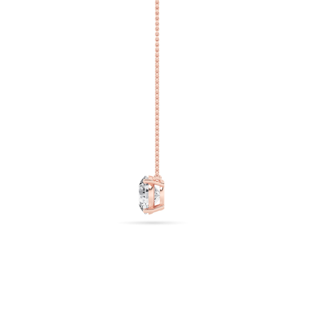 3Cttw Round Shaped Lab Grown Diamond (G/VS) Solitaire Necklace in 14K Gold