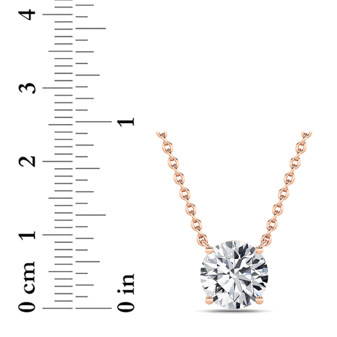 3Cttw Round Shaped Lab Grown Diamond (G/VS) Solitaire Necklace in 14K Gold