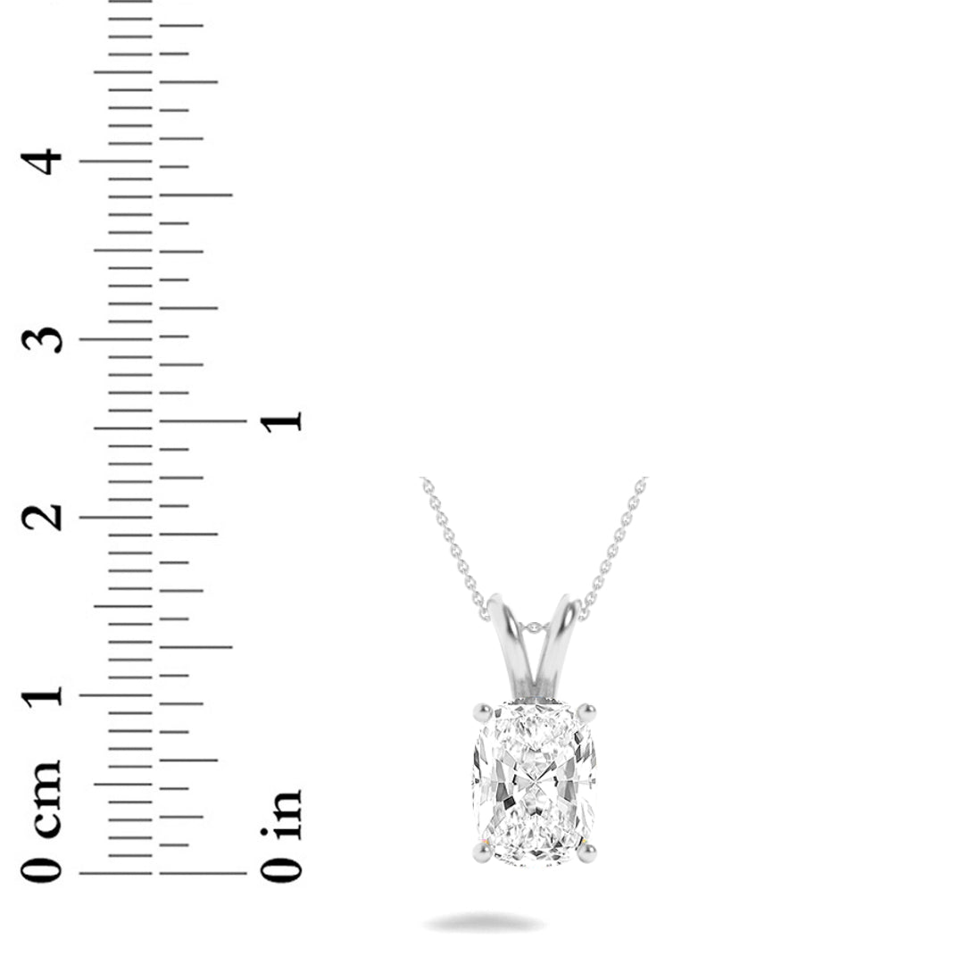 3Cttw Elongated Cushion Shaped Lab Grown Diamond (F/VS) Solitaire Pendant in 14K Gold