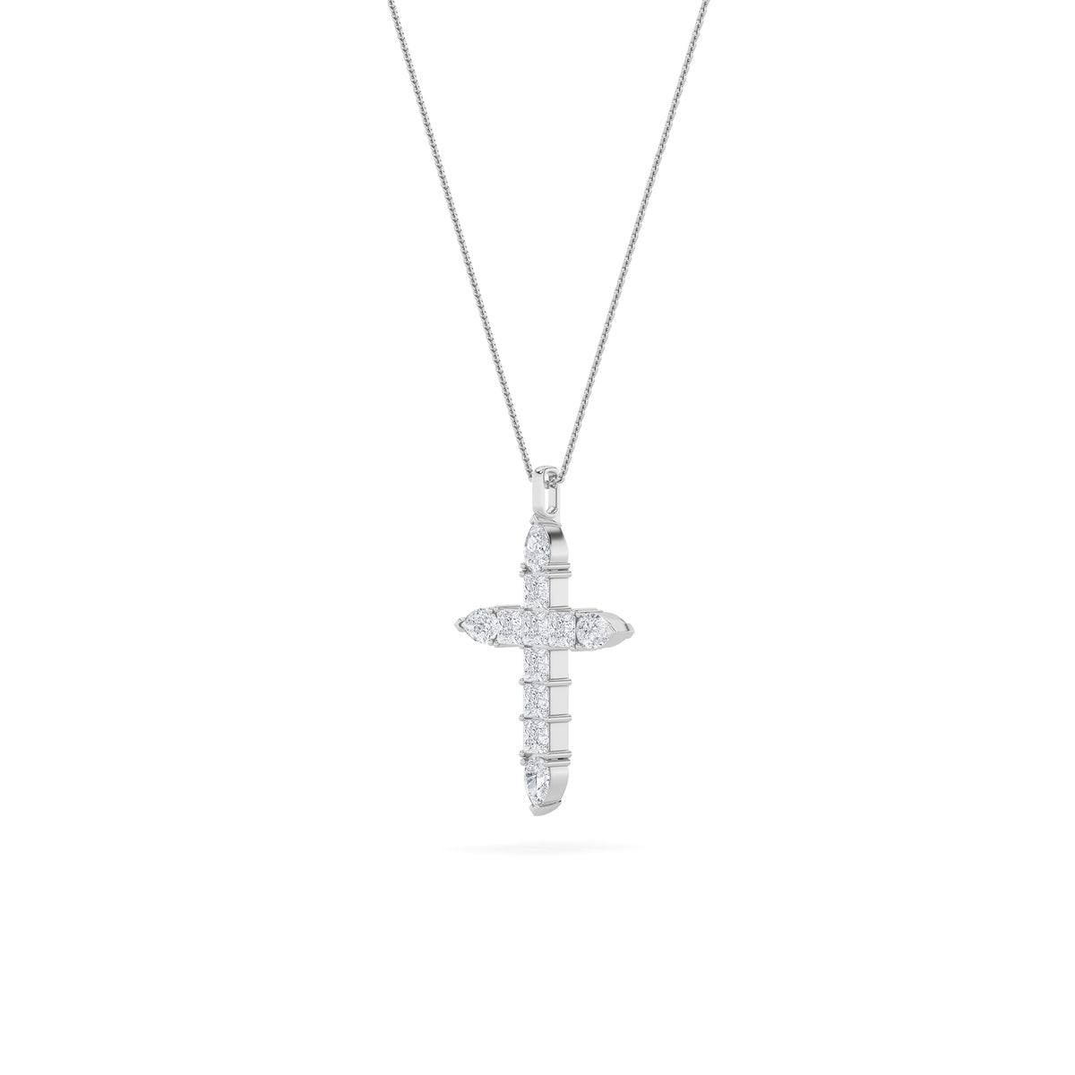 3.5Cttw Pear Shaped Lab Grown Diamond (F/VS) Cross Pendant in 14K White Gold