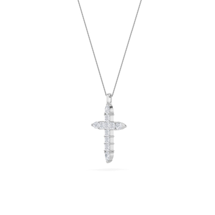 3.5Cttw Pear Shaped Lab Grown Diamond (F/VS) Cross Pendant in 14K White Gold