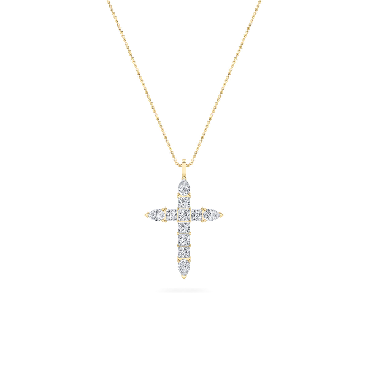 3.5Cttw Pear Shaped Lab Grown Diamond (F/VS) Cross Pendant in 14K Gold