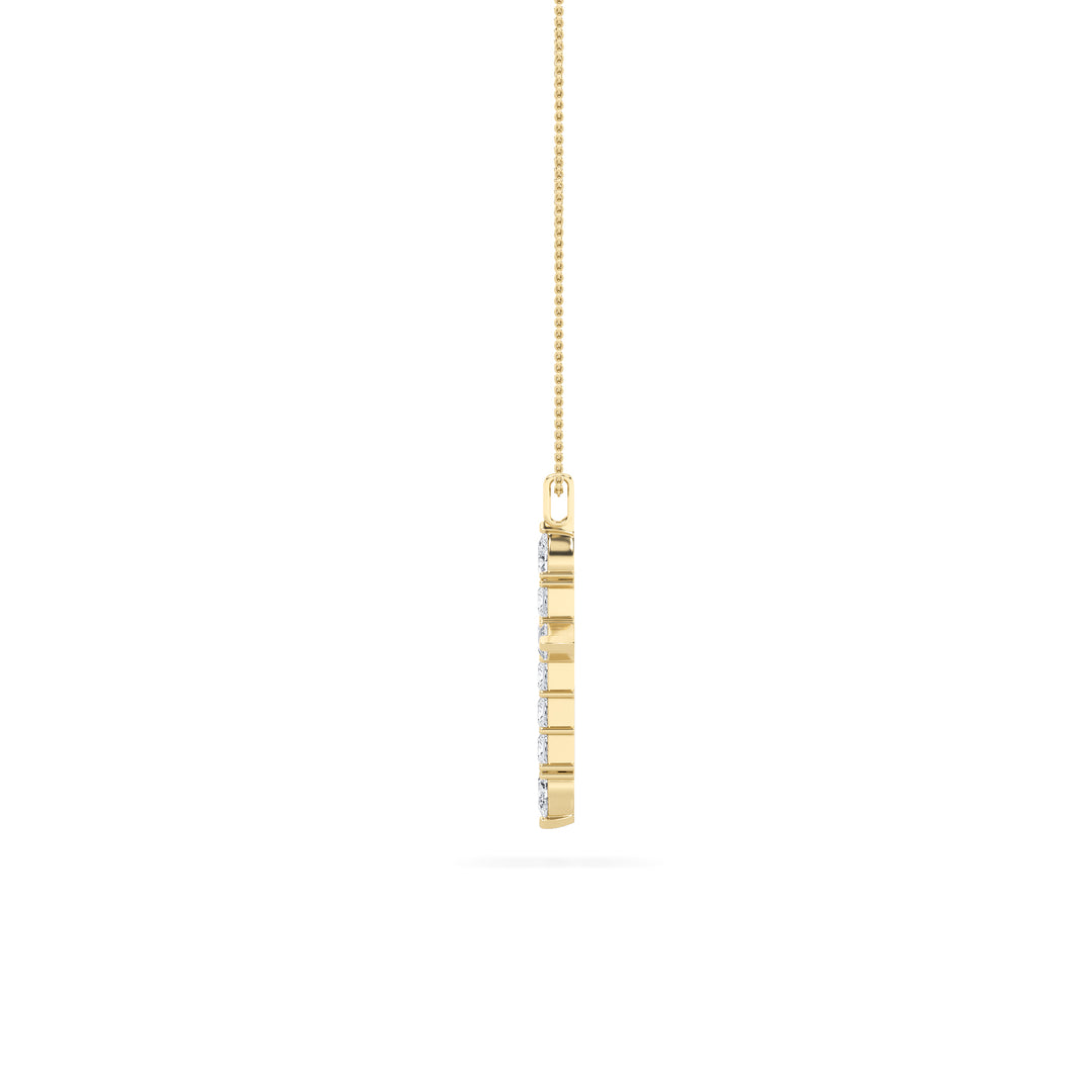 3.5Cttw Pear Shaped Lab Grown Diamond (F/VS) Cross Pendant in 14K Gold