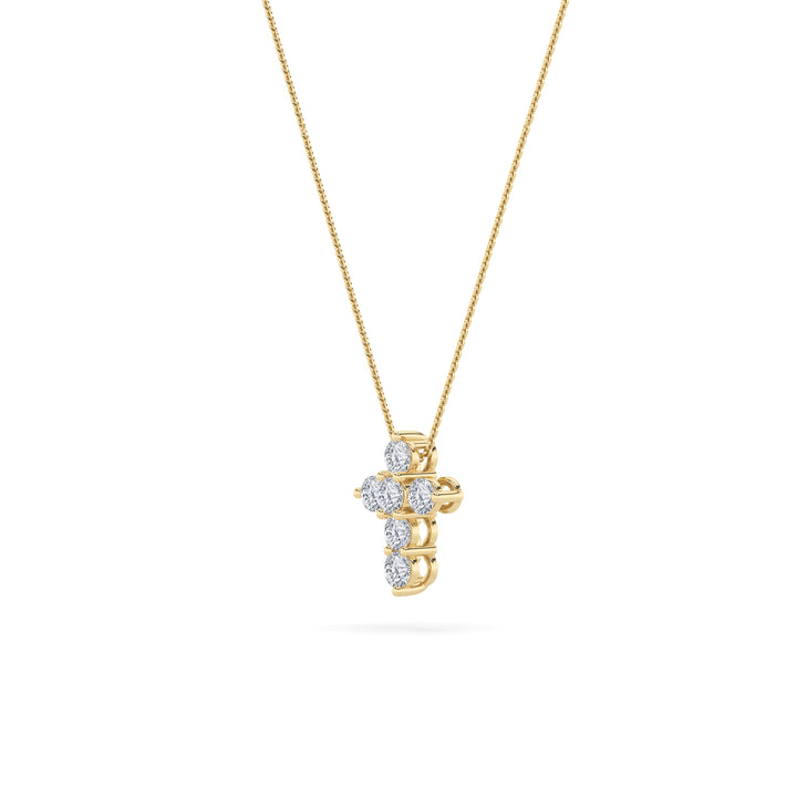 1.5Cttw Round Shaped Lab Grown Diamond (F/VS) Cross Pendant in 14K Gold