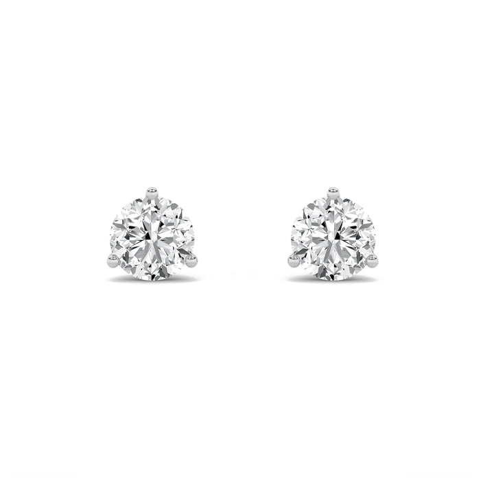 1Cttw Round Shaped Lab Grown Diamond (F/VS) ThreeProng Martini Stud Earrings in 14K Gold
