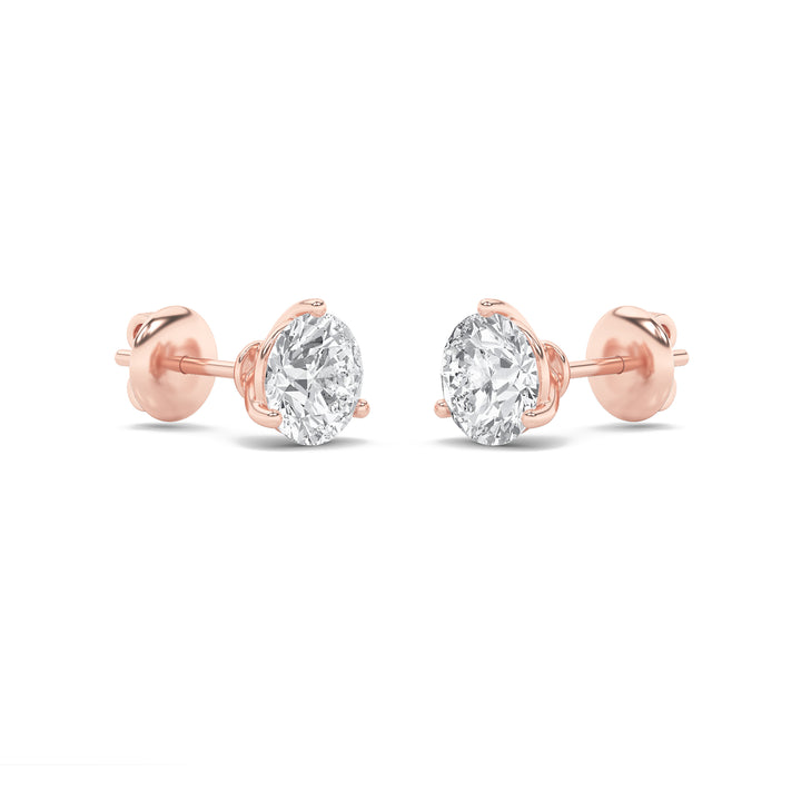 1Cttw Round Shaped Lab Grown Diamond (F/VS) ThreeProng Martini Stud Earrings in 14K Gold