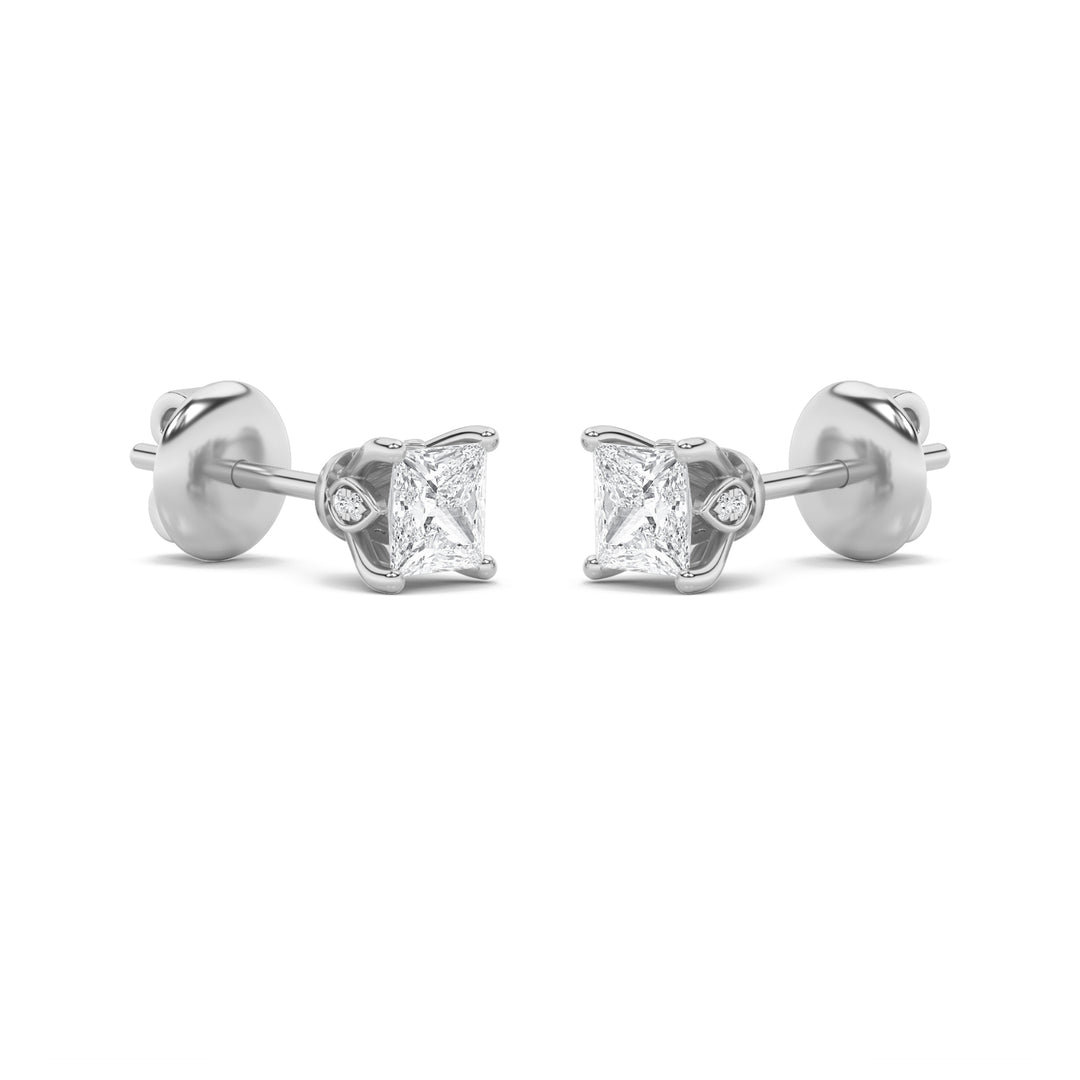 2Cttw Princess Shaped Lab Grown Diamond (F/VS) Tulip Head Stud Earrings in 14K Gold