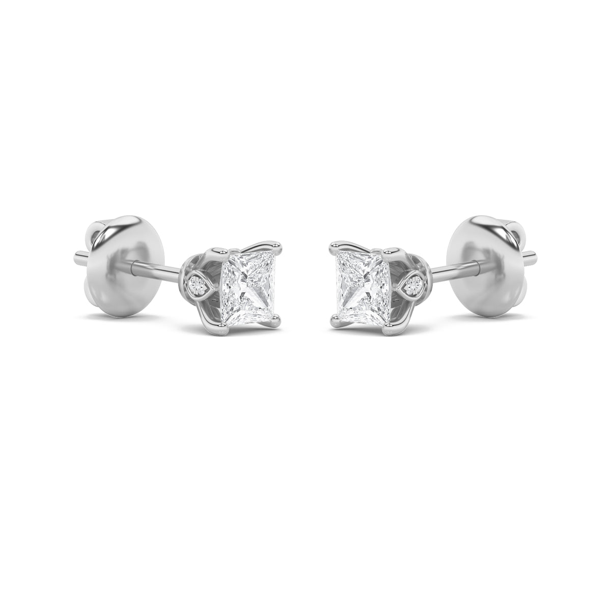 2Cttw Princess Shaped Lab Grown Diamond (F/VS) Tulip Head Stud Earrings in 14K Gold