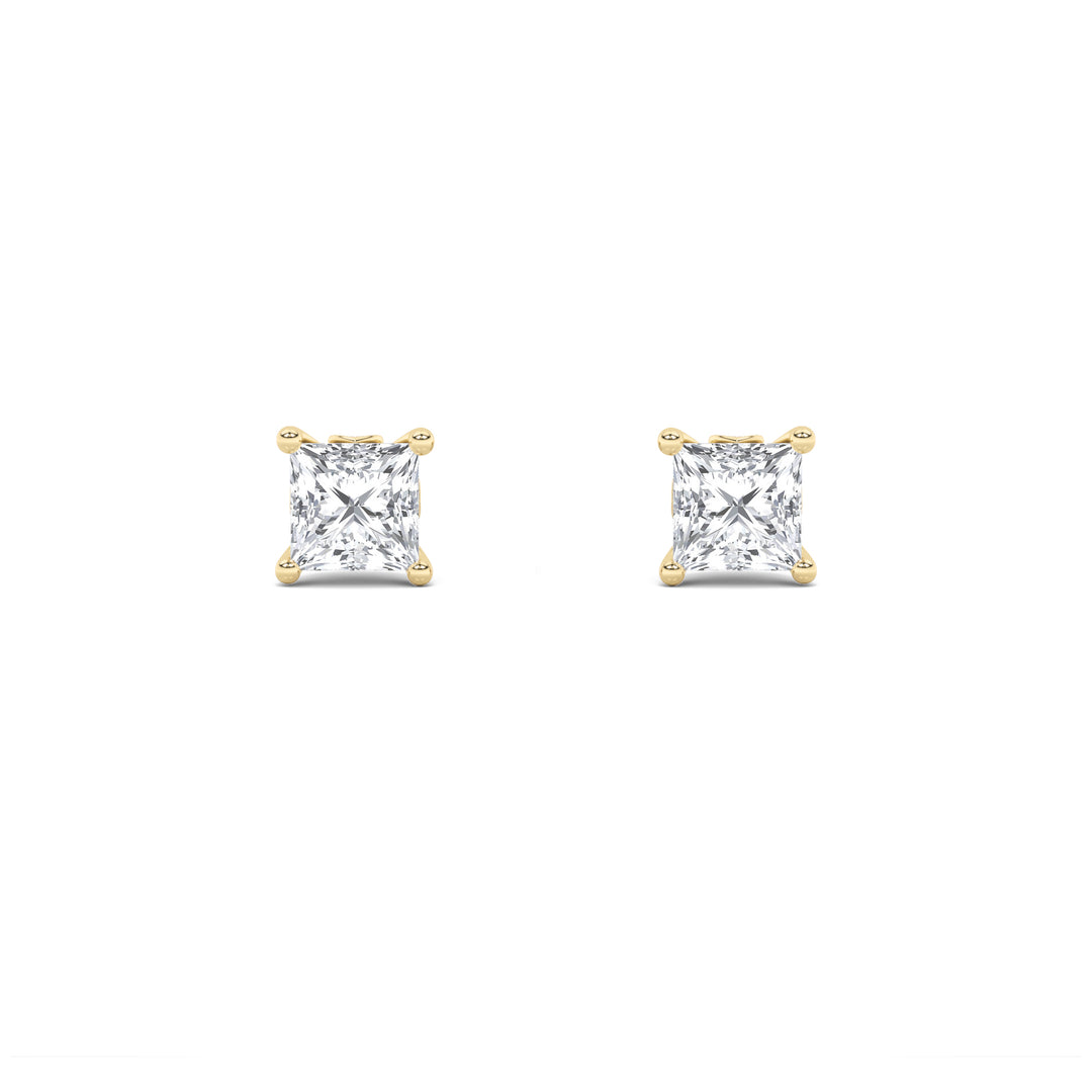 2Cttw Princess Shaped Lab Grown Diamond (F/VS) Tulip Head Stud Earrings in 14K Gold