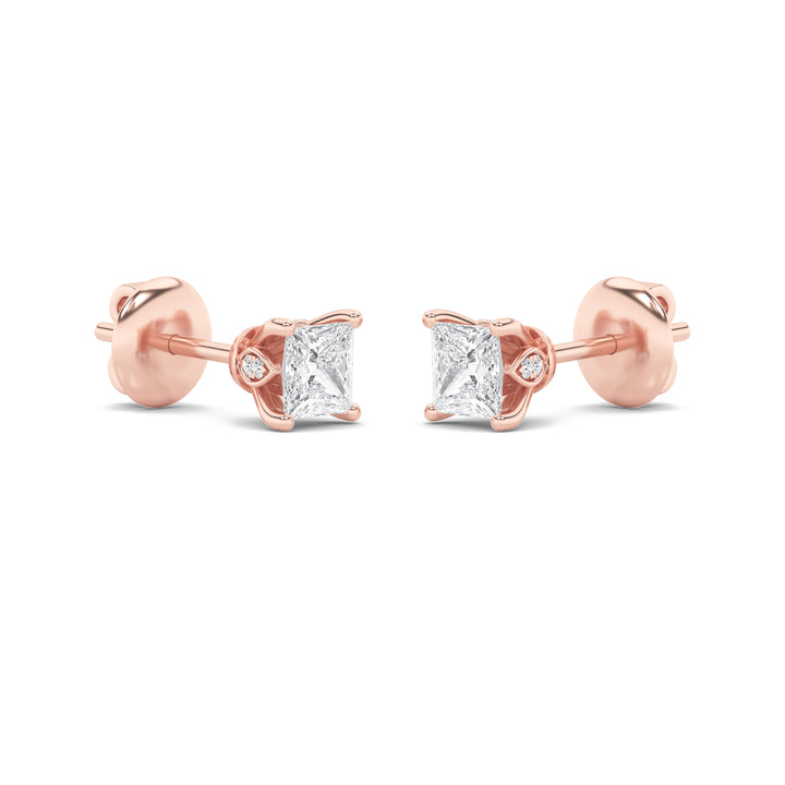 2Cttw Princess Shaped Lab Grown Diamond (F/VS) Tulip Head Stud Earrings in 14K Gold