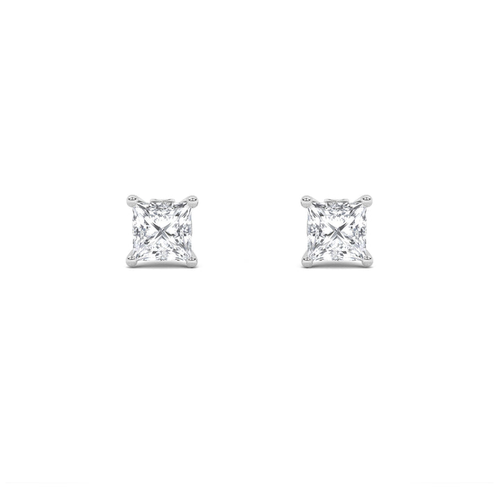 3Cttw Princess Shaped Lab Grown Diamond (F/VS) Tulip Head Stud Earrings in 14K Gold