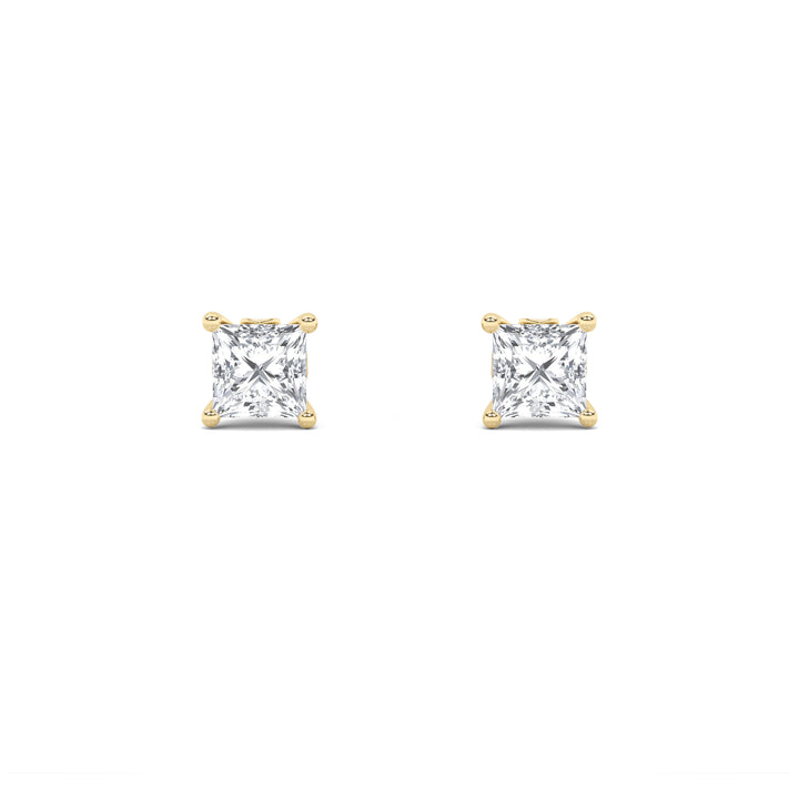 3Cttw Princess Shaped Lab Grown Diamond (F/VS) Tulip Head Stud Earrings in 14K Gold