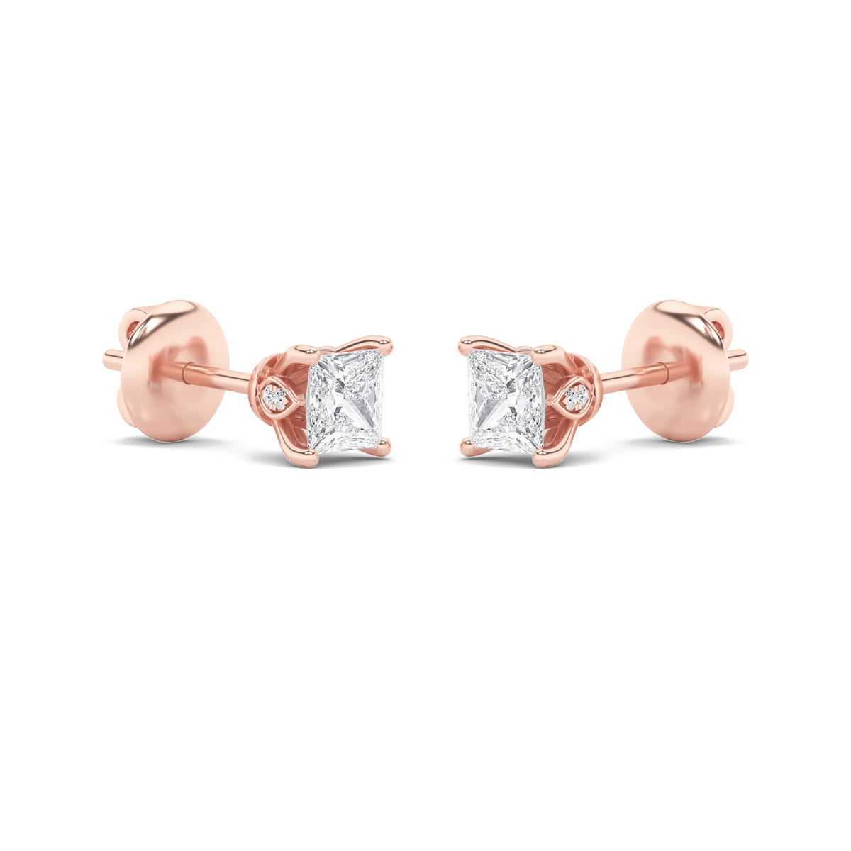 3Cttw Princess Shaped Lab Grown Diamond (F/VS) Tulip Head Stud Earrings in 14K Gold