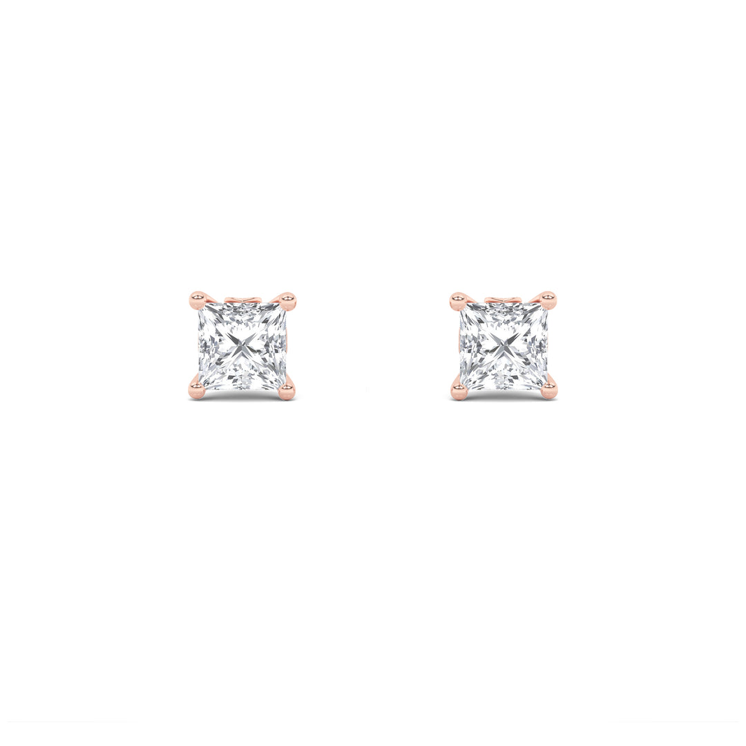 3Cttw Princess Shaped Lab Grown Diamond (F/VS) Tulip Head Stud Earrings in 14K Gold