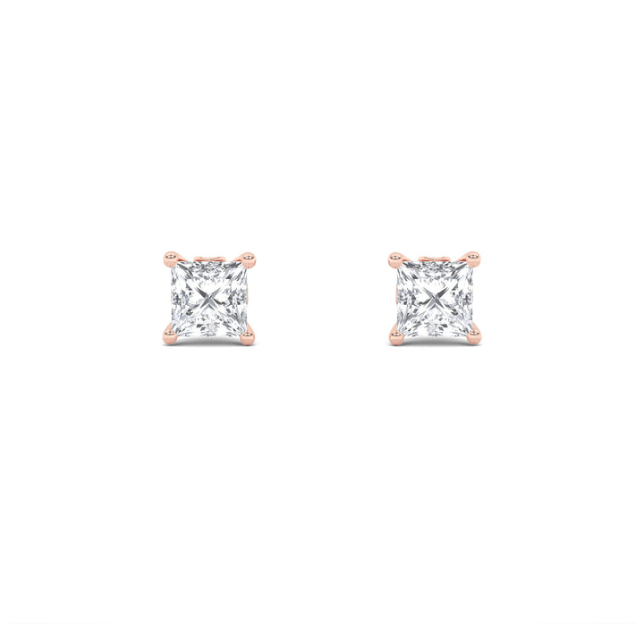 3Cttw Princess Shaped Lab Grown Diamond (F/VS) Tulip Head Stud Earrings in 14K Gold