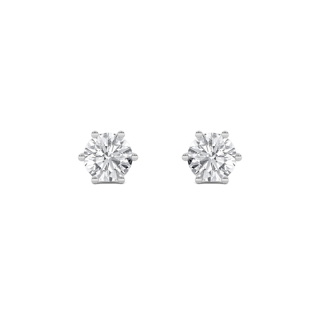 2Cttw Round Shaped Lab Grown Diamond (F/VS) TulipHead Stud Earrings in 14K Gold