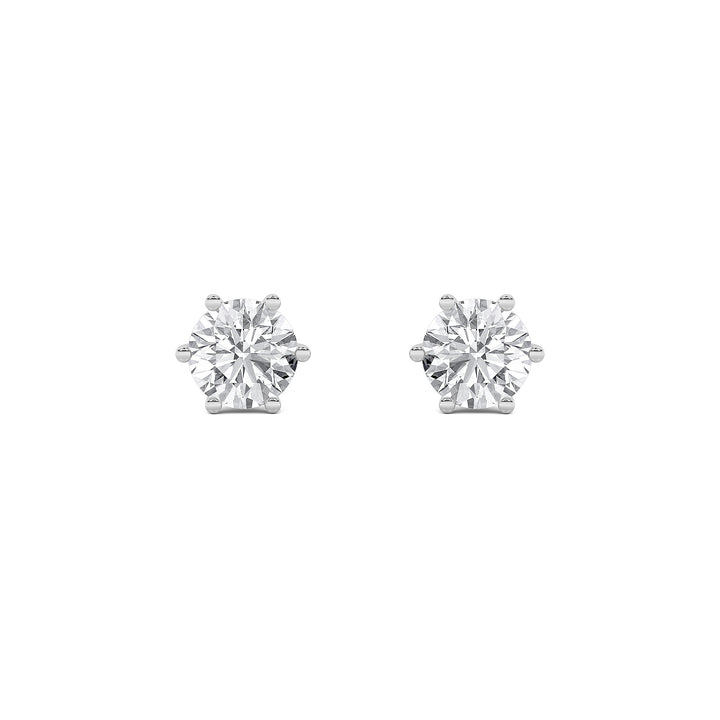 2Cttw Round Shaped Lab Grown Diamond (F/VS) TulipHead Stud Earrings in 14K Gold