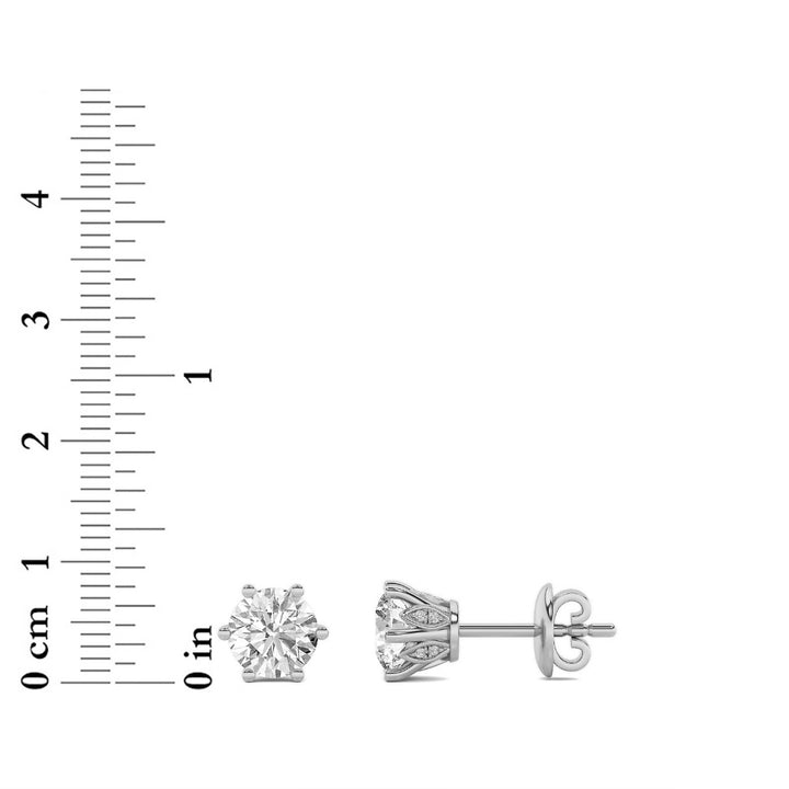 2Cttw Round Shaped Lab Grown Diamond (F/VS) TulipHead Stud Earrings in 14K Gold