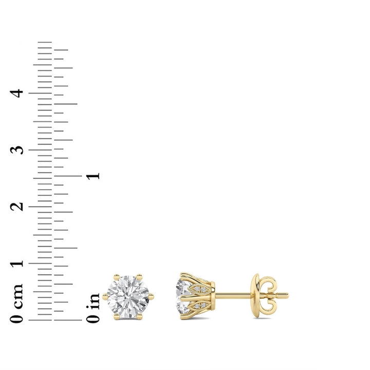 2Cttw Round Shaped Lab Grown Diamond (F/VS) TulipHead Stud Earrings in 14K Gold