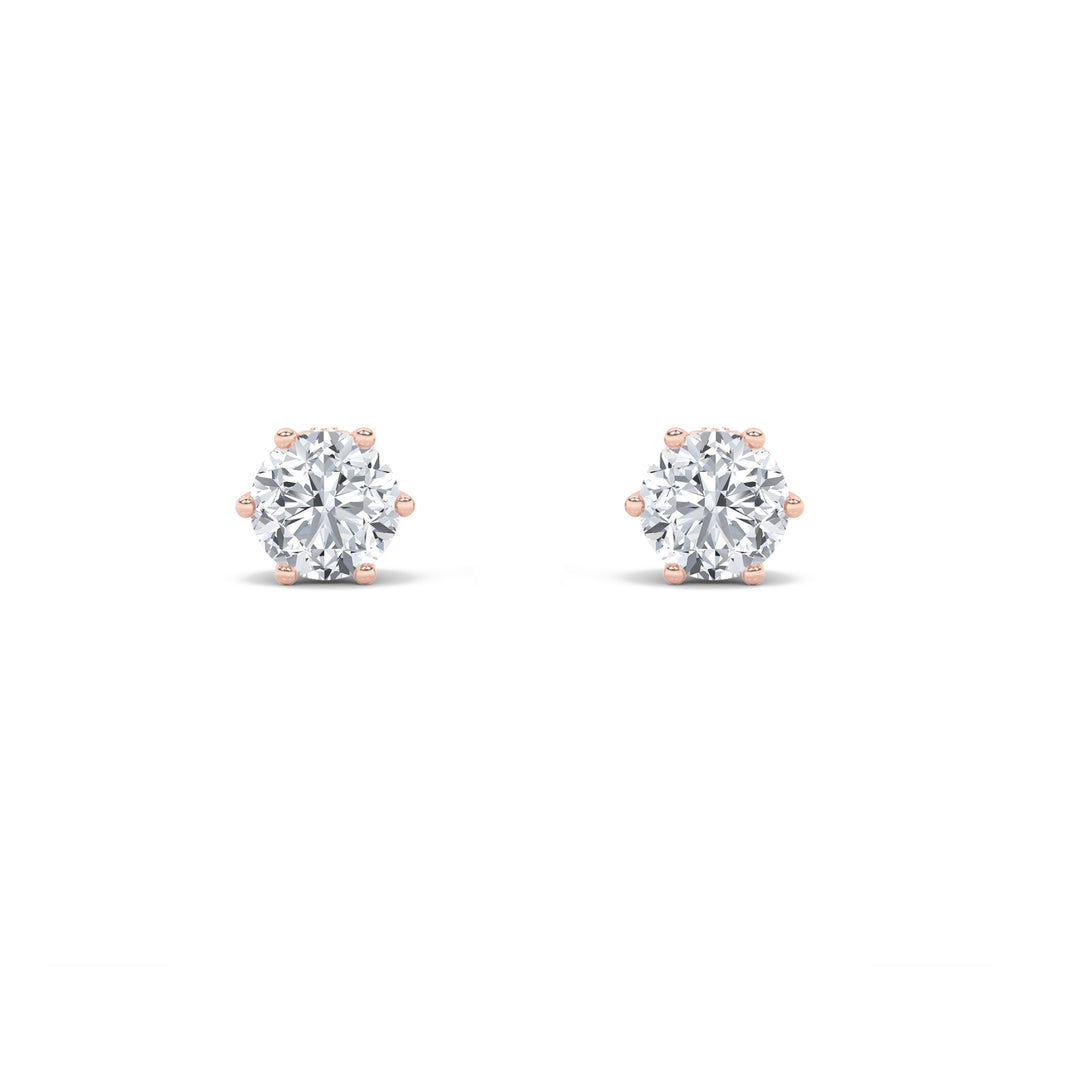 2Cttw Round Shaped Lab Grown Diamond (F/VS) TulipHead Stud Earrings in 14K Gold