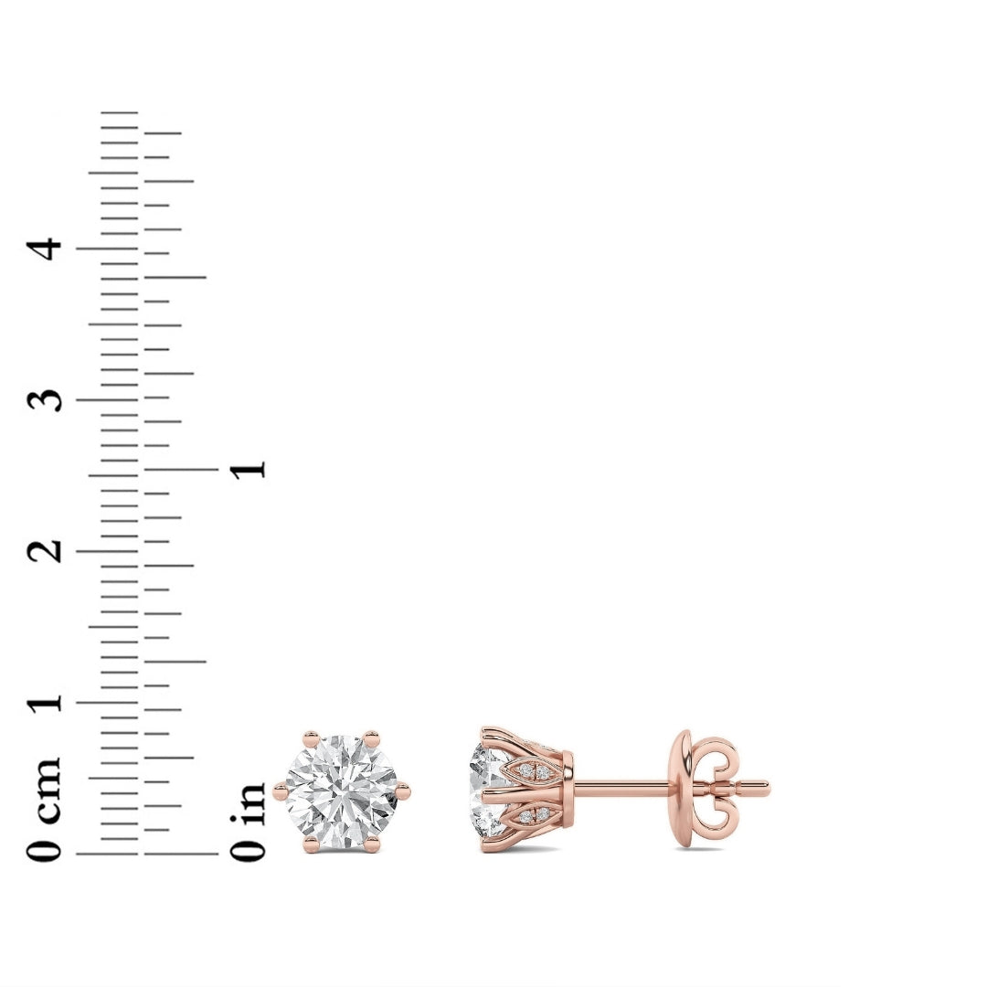 2Cttw Round Shaped Lab Grown Diamond (F/VS) TulipHead Stud Earrings in 14K Gold