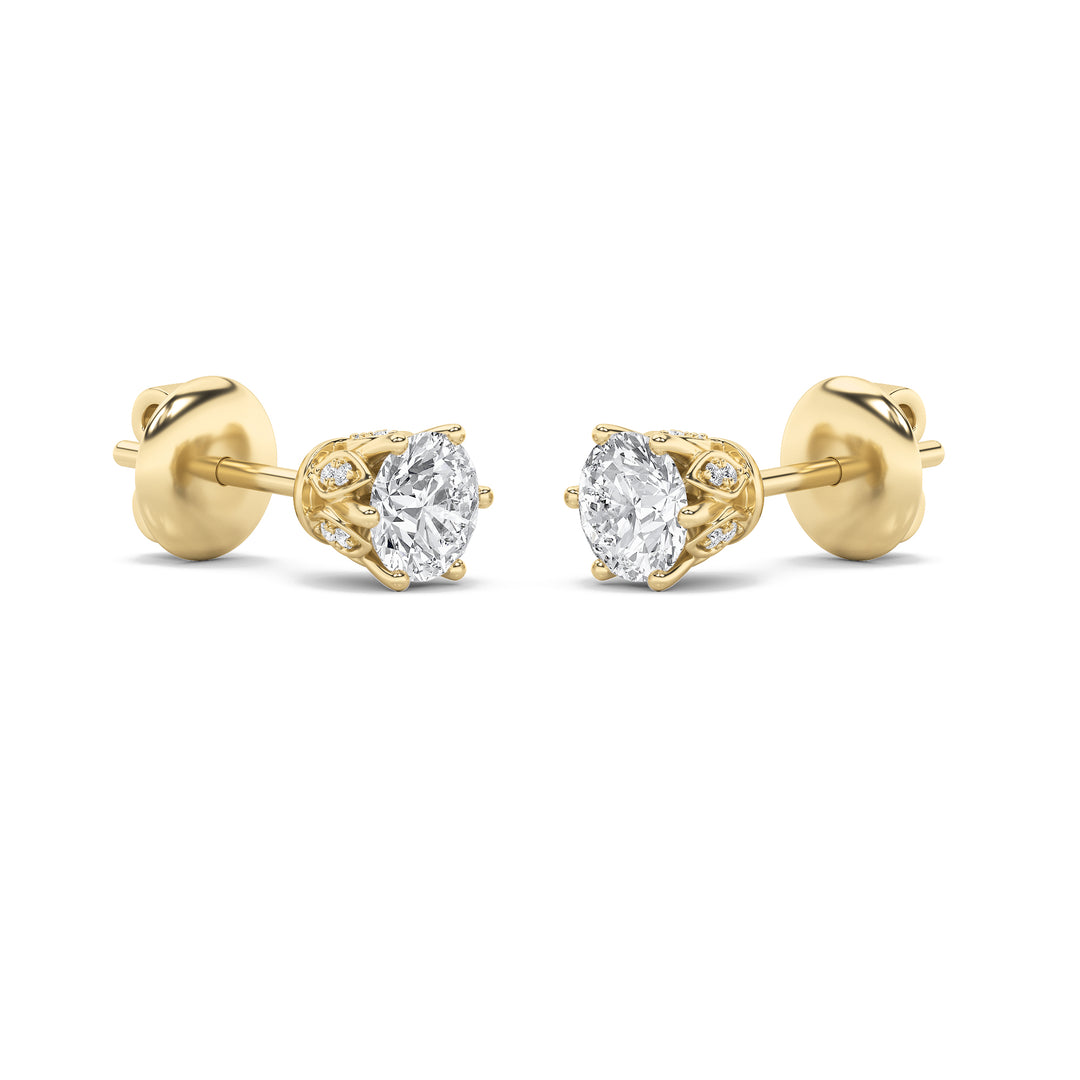 3Cttw Round Shaped Lab Grown Diamond (F/VS) TulipHead Stud Earrings in 14K Gold