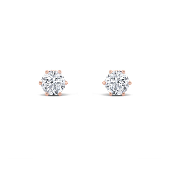 3Cttw Round Shaped Lab Grown Diamond (F/VS) TulipHead Stud Earrings in 14K Gold