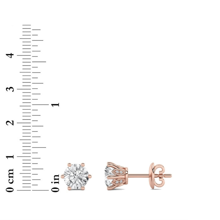 3Cttw Round Shaped Lab Grown Diamond (F/VS) TulipHead Stud Earrings in 14K Gold