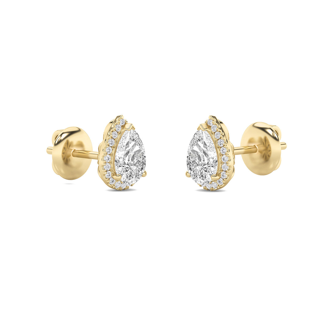 2Cttw Pear Shaped Lab Grown Diamond (F/VS) Halo Stud Earrings in 14K Gold