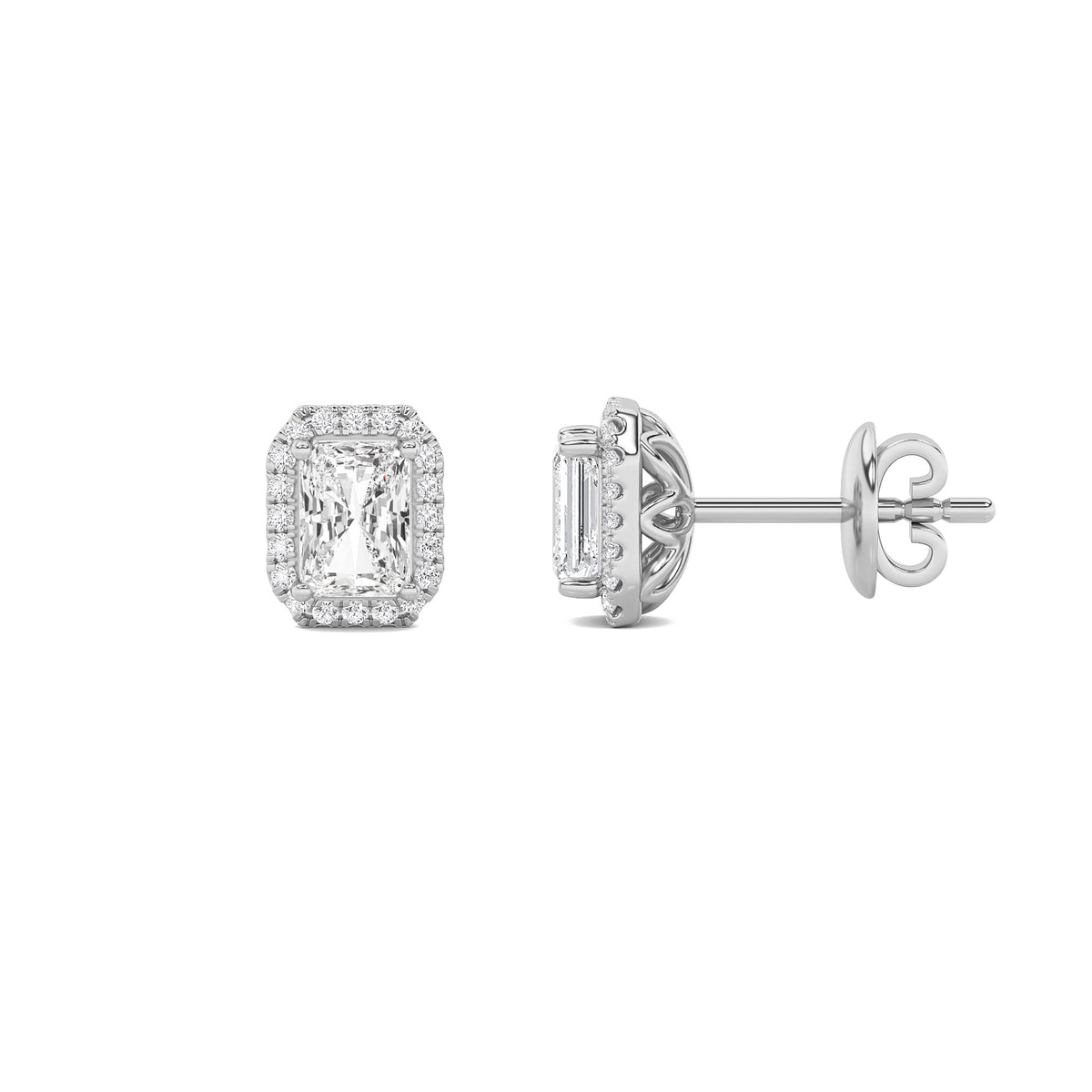 2Cttw Radiant Shaped Lab Grown Diamond (F/VS) Earrings in 14K Gold