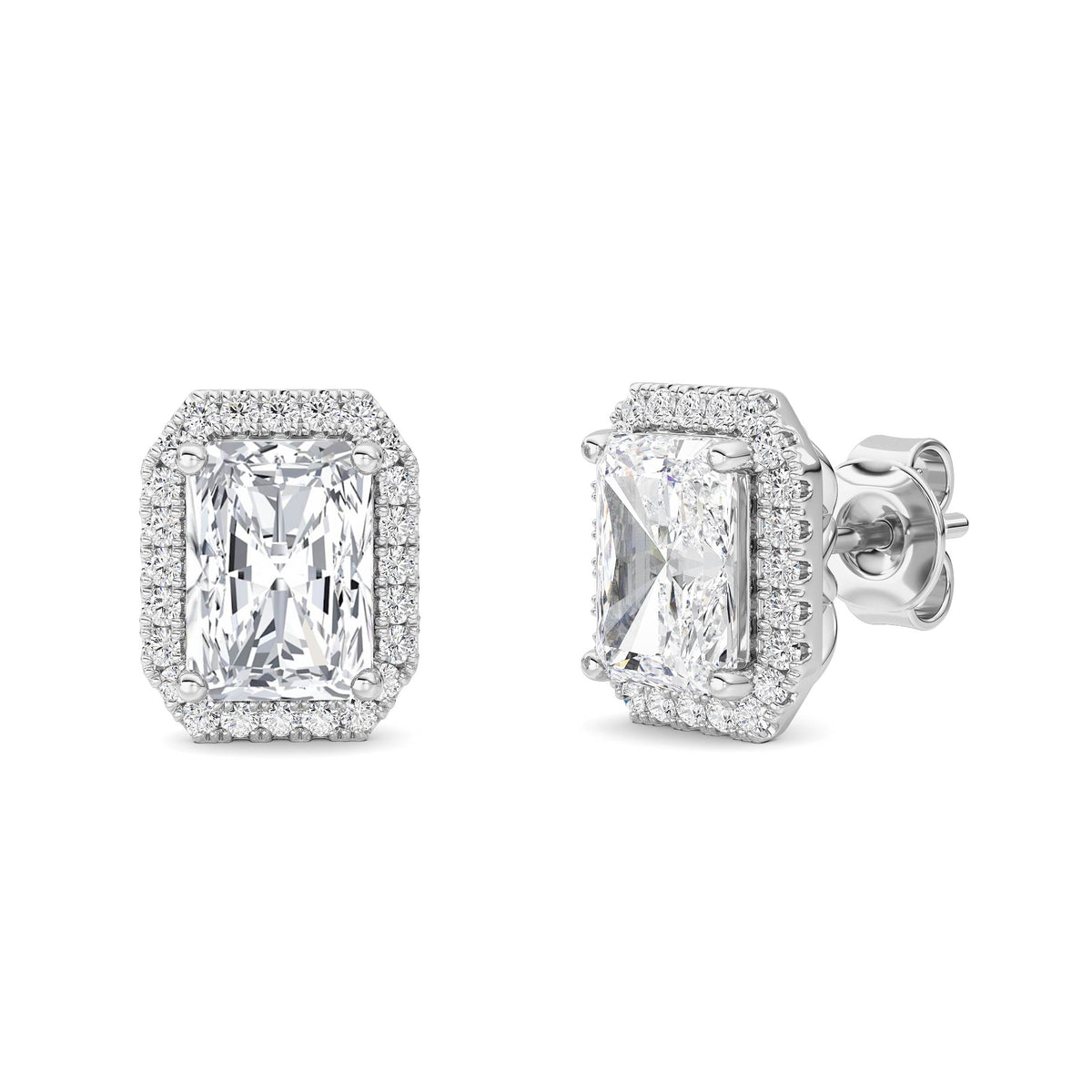 2Cttw Radiant Shaped Lab Grown Diamond (F/VS) Earrings in 14K Gold