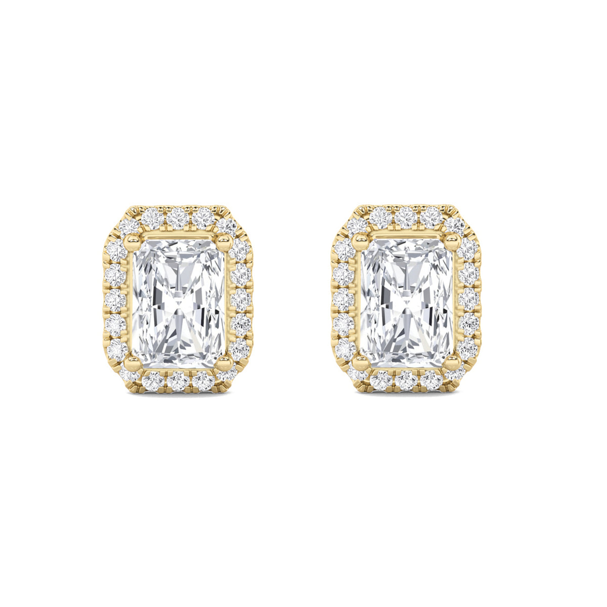 2Cttw Radiant Shaped Lab Grown Diamond (F/VS) Earrings in 14K Gold