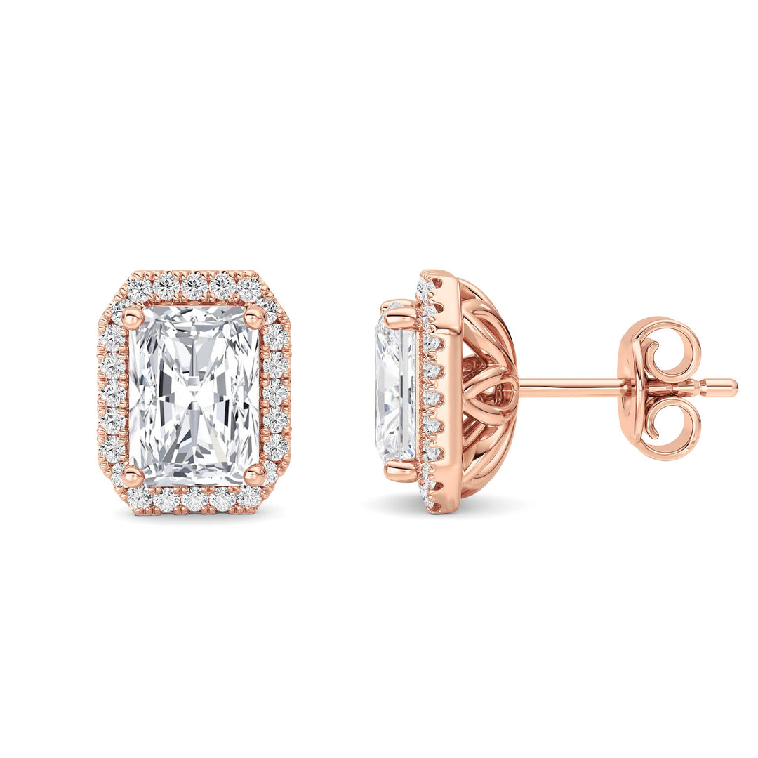 2Cttw Radiant Shaped Lab Grown Diamond (F/VS) Earrings in 14K Gold