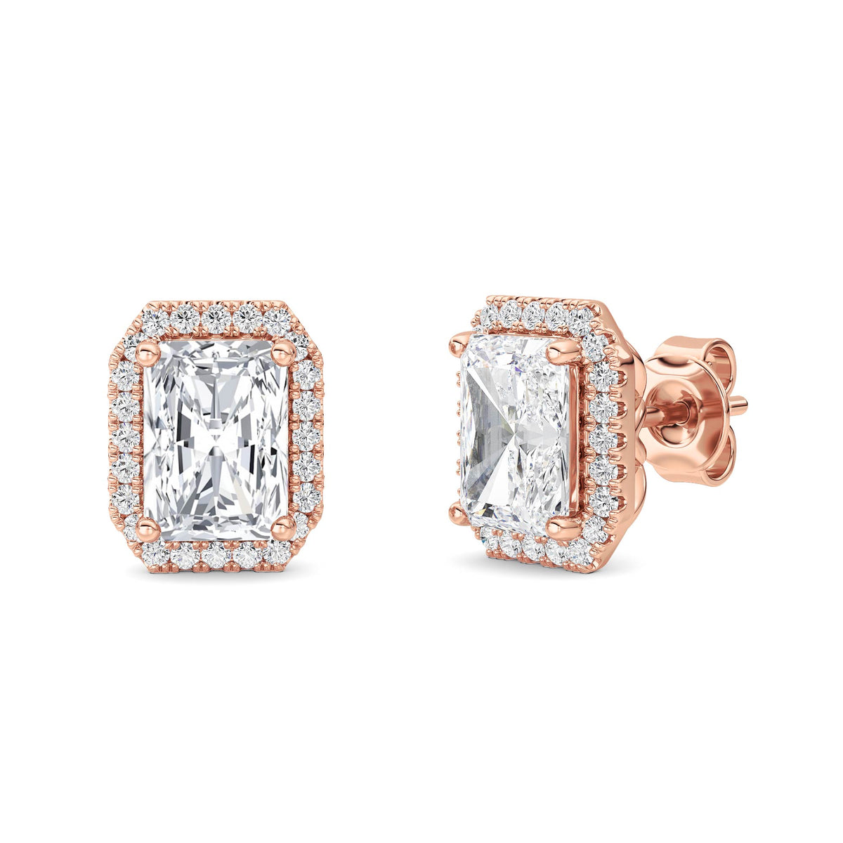 2Cttw Radiant Shaped Lab Grown Diamond (F/VS) Earrings in 14K Gold