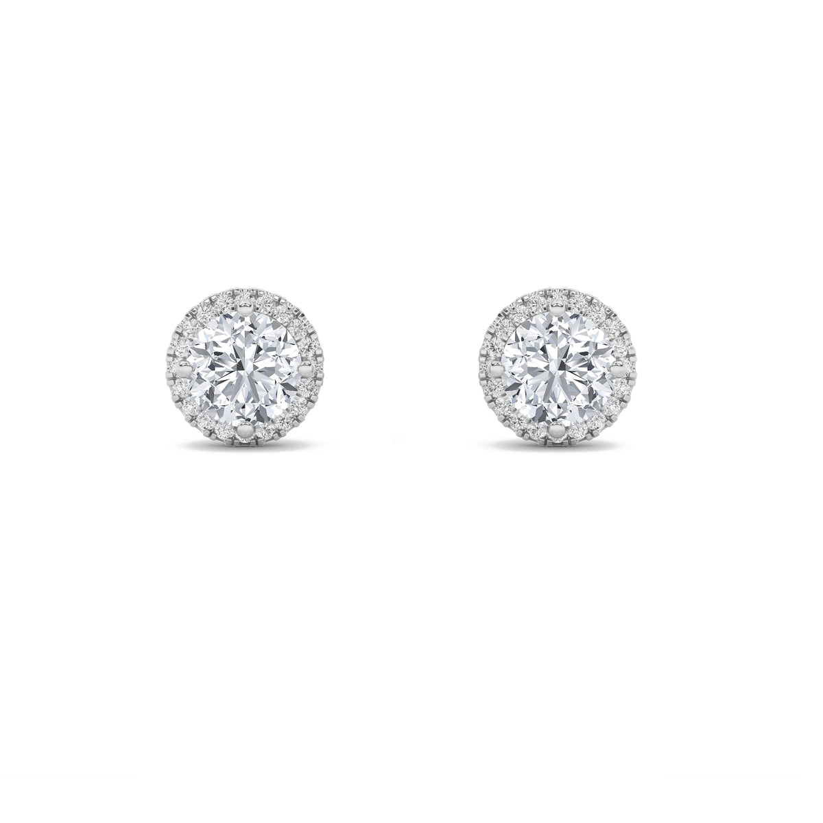 1.5Cttw Round Shaped Lab Grown Diamond (F/VS) Halo Stud Earrings in 14K Gold