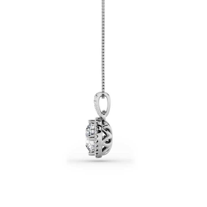 1.5Cttw Round Shaped Lab Grown Diamond (F/VS) Halo Pendant in 14K Gold