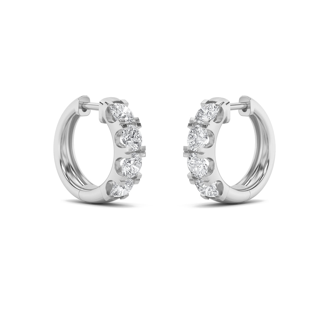 3Cttw Round Shaped Lab Grown Diamond (F/VS) Hoop Earrings in 14K Gold