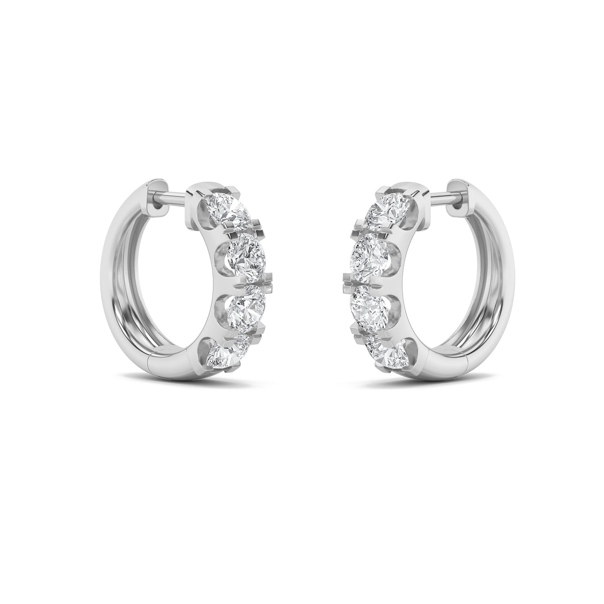 3Cttw Round Shaped Lab Grown Diamond (F/VS) Hoop Earrings in 14K Gold
