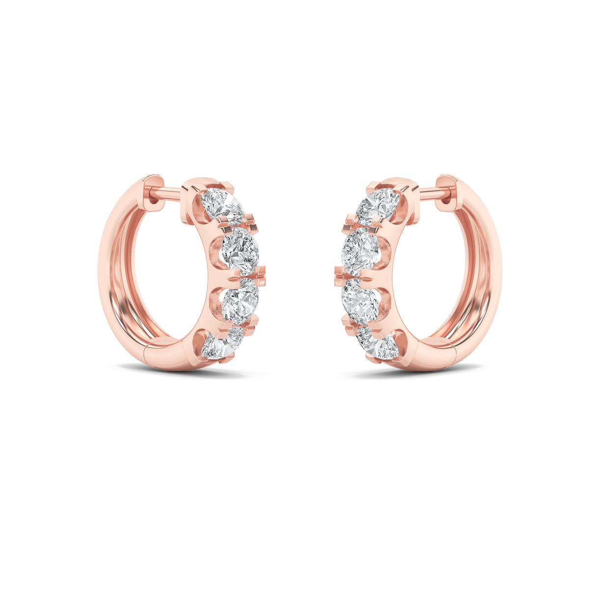 3Cttw Round Shaped Lab Grown Diamond (F/VS) Hoop Earrings in 14K Gold
