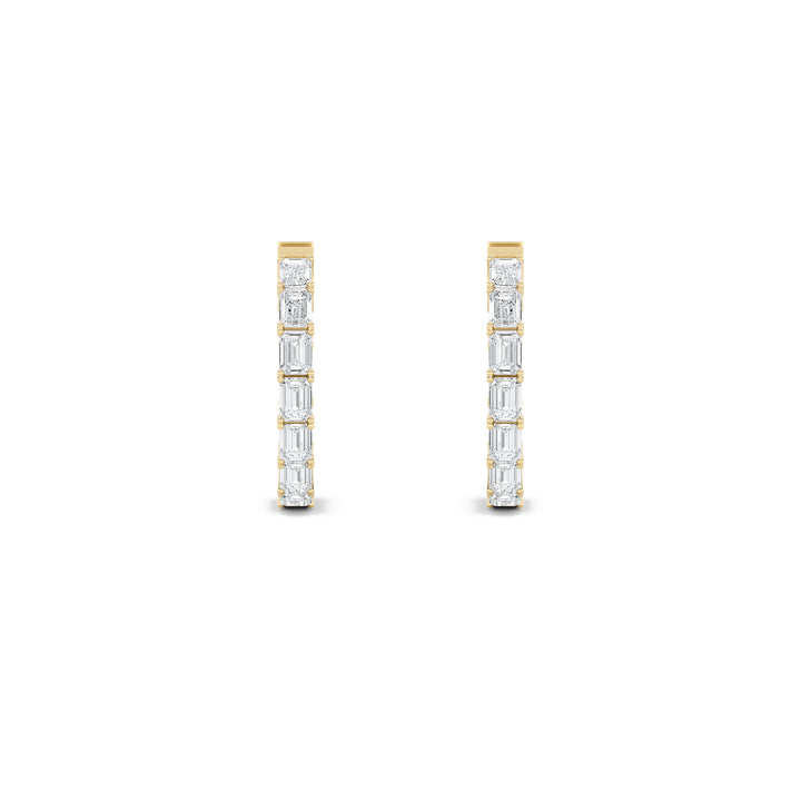 3.5Cttw Emerald Shaped Lab Grown Diamond (F/VS) Inside Out Hoop Earrings in 14K Gold