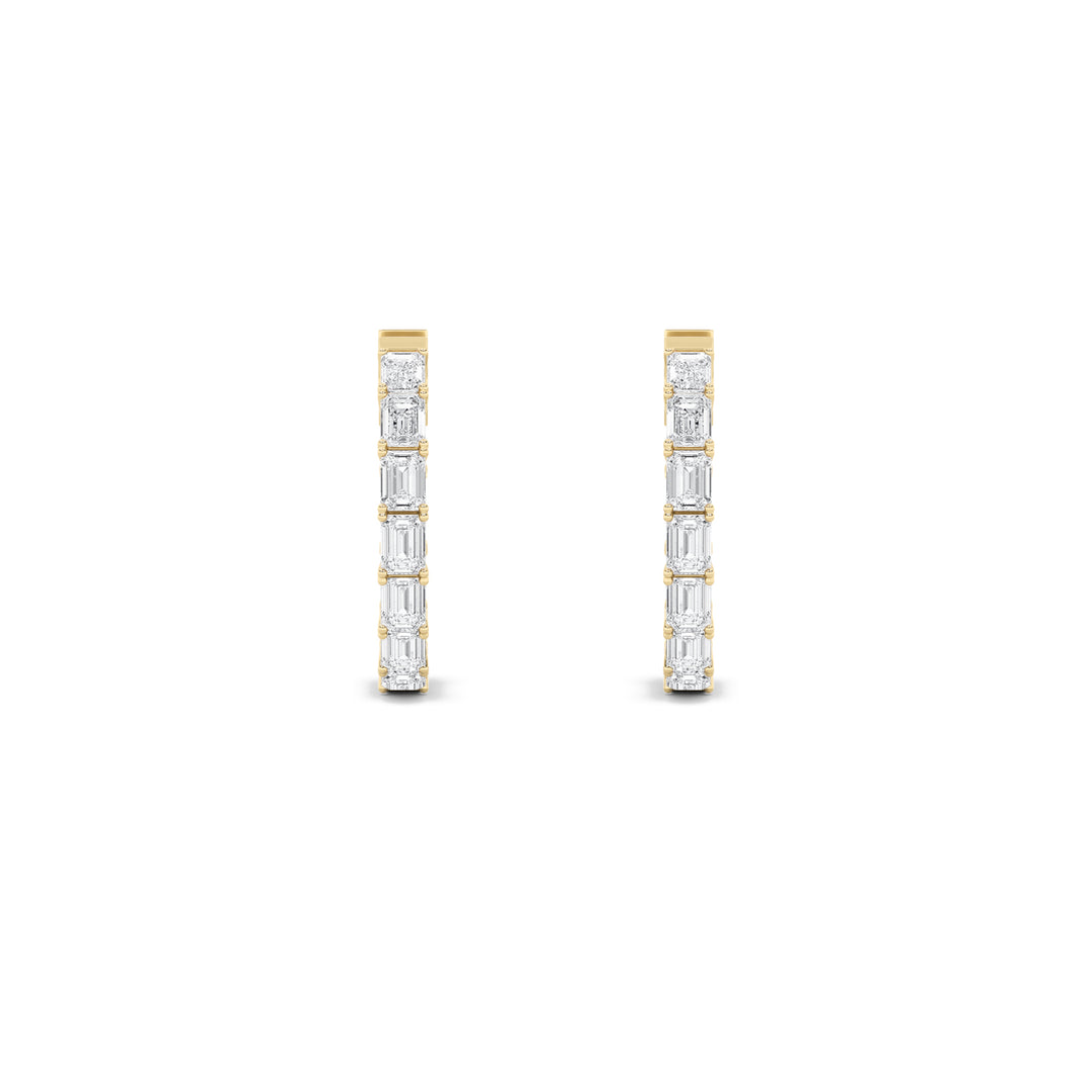 4Cttw Emerald Shaped Lab Grown Diamond (G/VS) Inside Out Hoop Earrings in 14K Gold