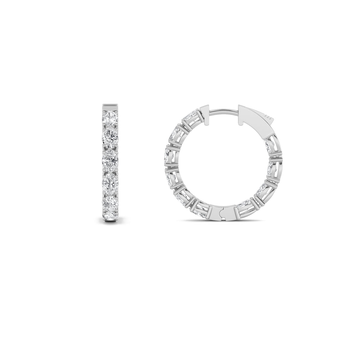 4Cttw Oval Shaped Lab Grown Diamond (F/VS) InsideOut Hoop Earrings in 14K Gold
