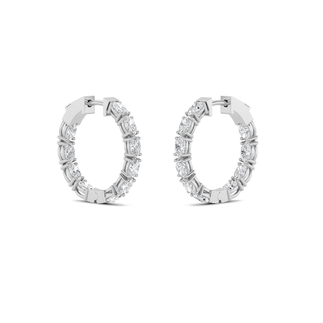 4Cttw Oval Shaped Lab Grown Diamond (F/VS) InsideOut Hoop Earrings in 14K Gold