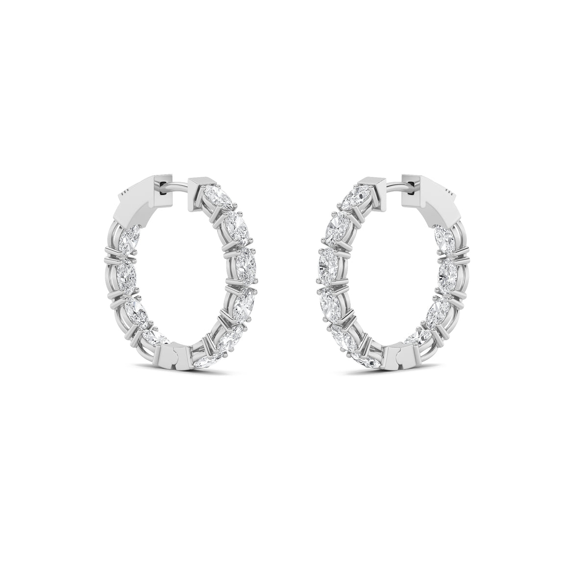 4Cttw Oval Shaped Lab Grown Diamond (G/VS) InsideOut Hoop Earrings in 14K Gold