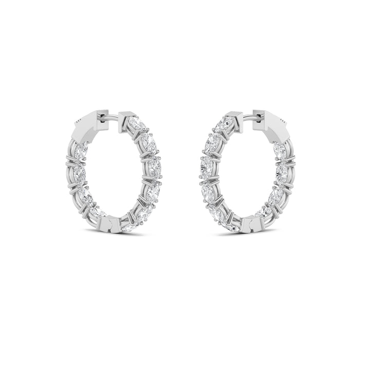 4Cttw Oval Shaped Lab Grown Diamond (G/VS) InsideOut Hoop Earrings in 14K Gold
